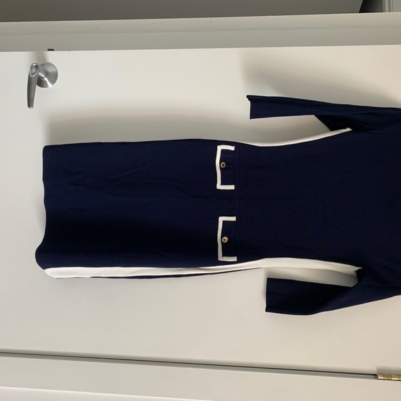 Stretch Knit Navy and Blue Ralph Lauren Dress - Picture 2 of 2